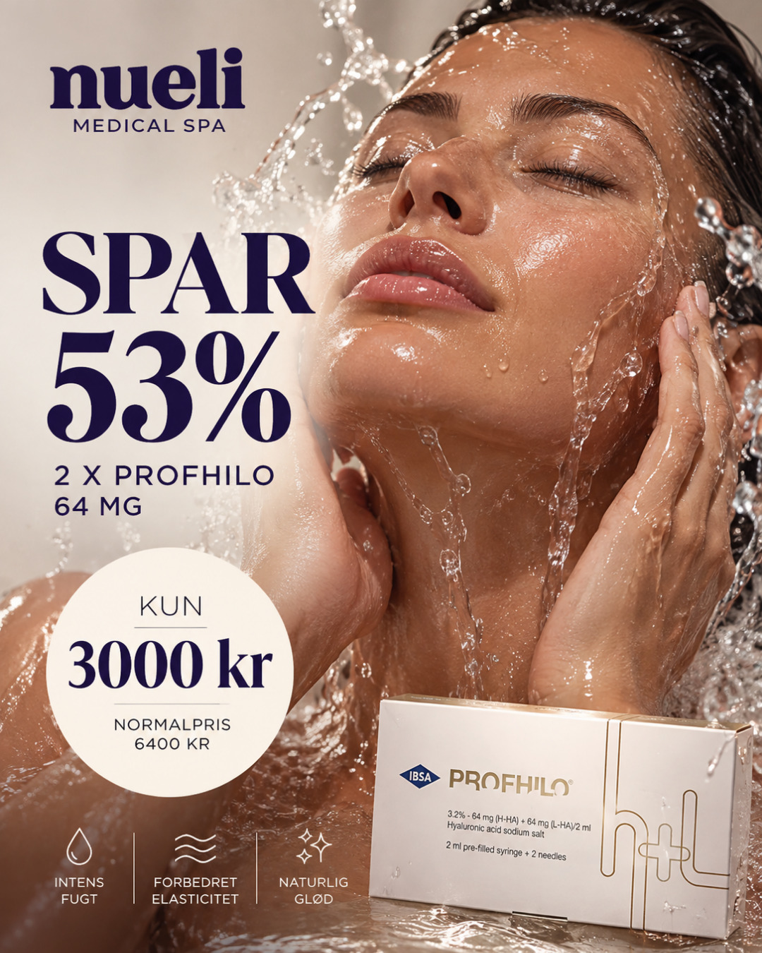 Profhilo 2 for 1. Spar 53&nbsp;%. Kun 3.000&nbsp;kr for 2&nbsp;behandlinger.